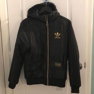 Adidas Black Jacket - Chile62 Rare Item - warm lining coat